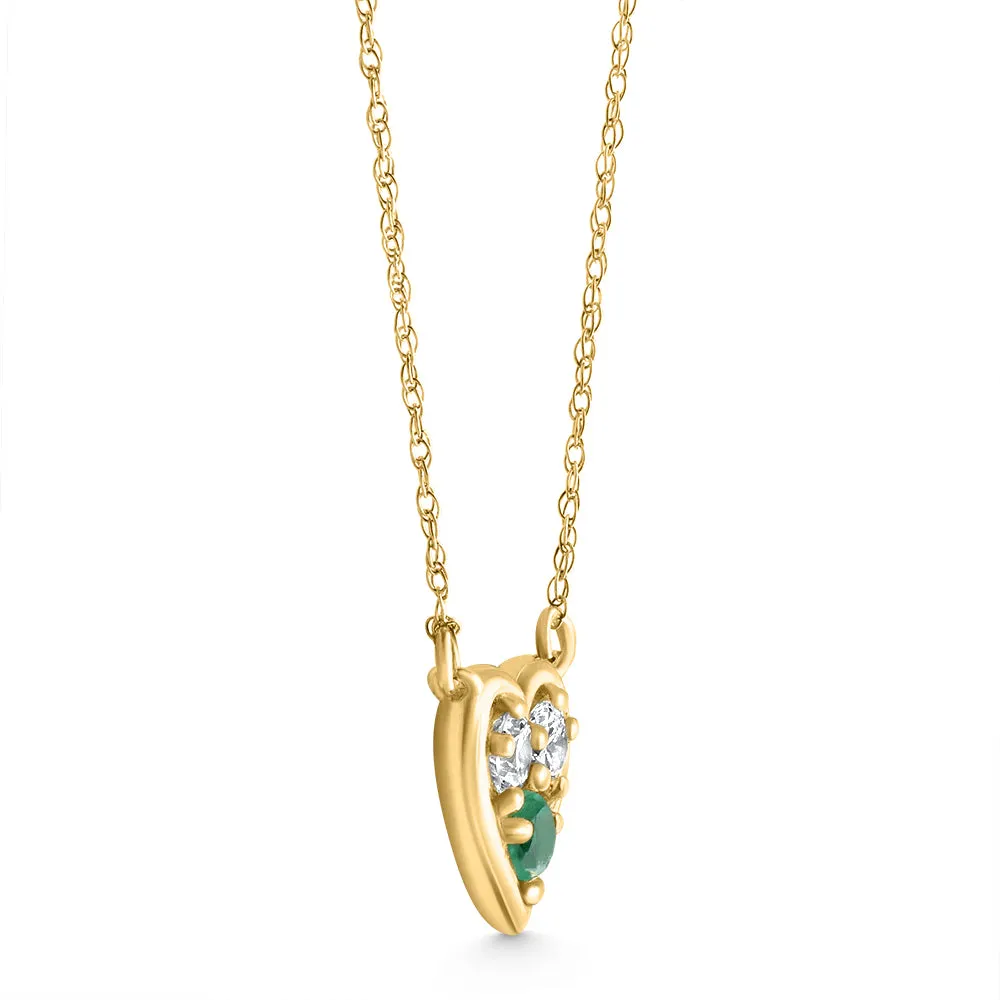 1/2Ct Heart Shape Emerald & Diamond Pendant 10k Gold Women's Necklace lab Grown