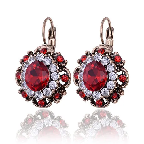 2017 New Women Crystal Drop Earring 5 Colors Retro Vintage Earring Rhinestone Dangle Earing E312JM