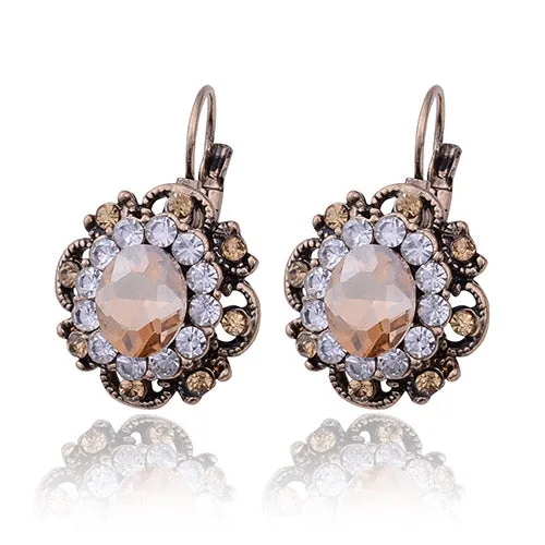 2017 New Women Crystal Drop Earring 5 Colors Retro Vintage Earring Rhinestone Dangle Earing E312JM