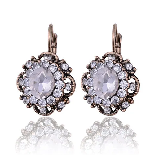 2017 New Women Crystal Drop Earring 5 Colors Retro Vintage Earring Rhinestone Dangle Earing E312JM