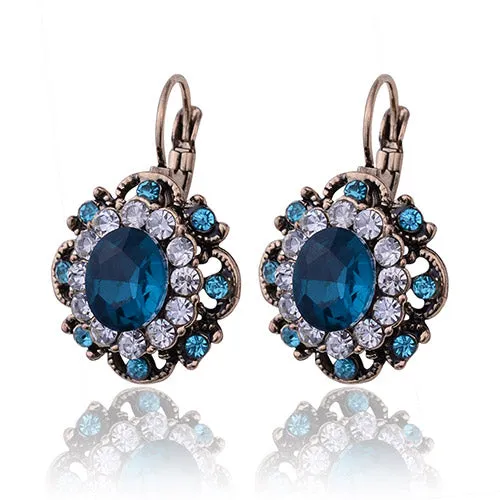 2017 New Women Crystal Drop Earring 5 Colors Retro Vintage Earring Rhinestone Dangle Earing E312JM