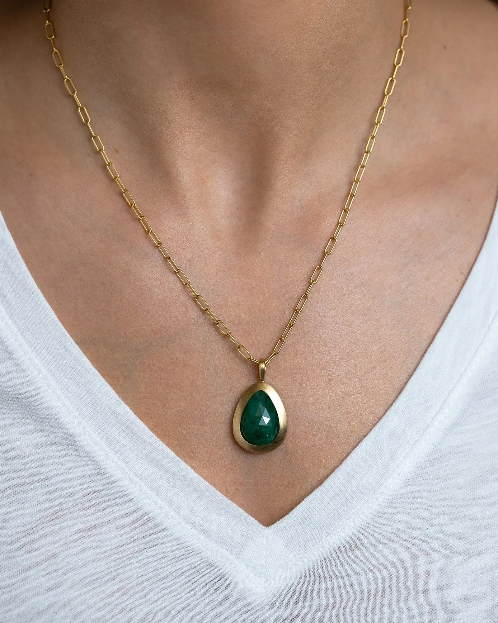 African Emerald Bezel Pendant