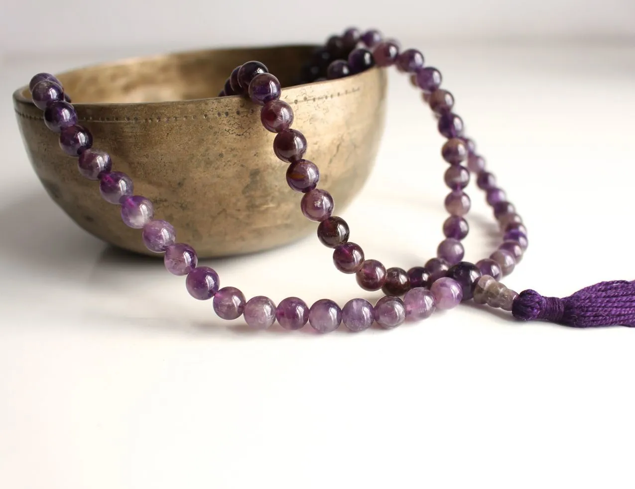Amethyst Gemstone Tassel Mala