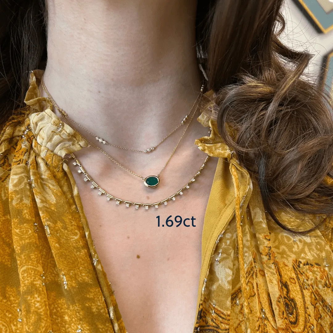 Bezel Set Oval Cut Emerald Necklace
