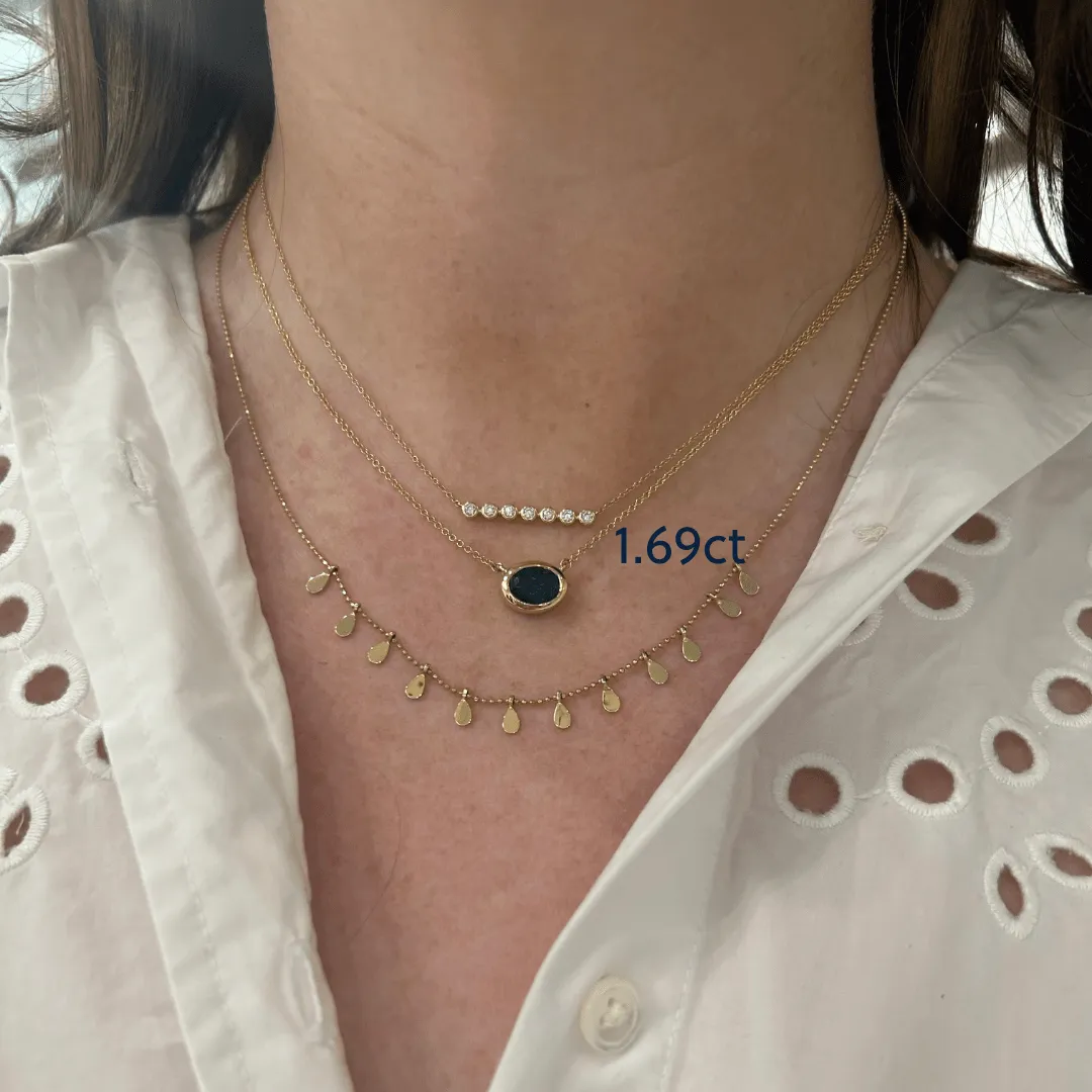 Bezel Set Oval Cut Emerald Necklace