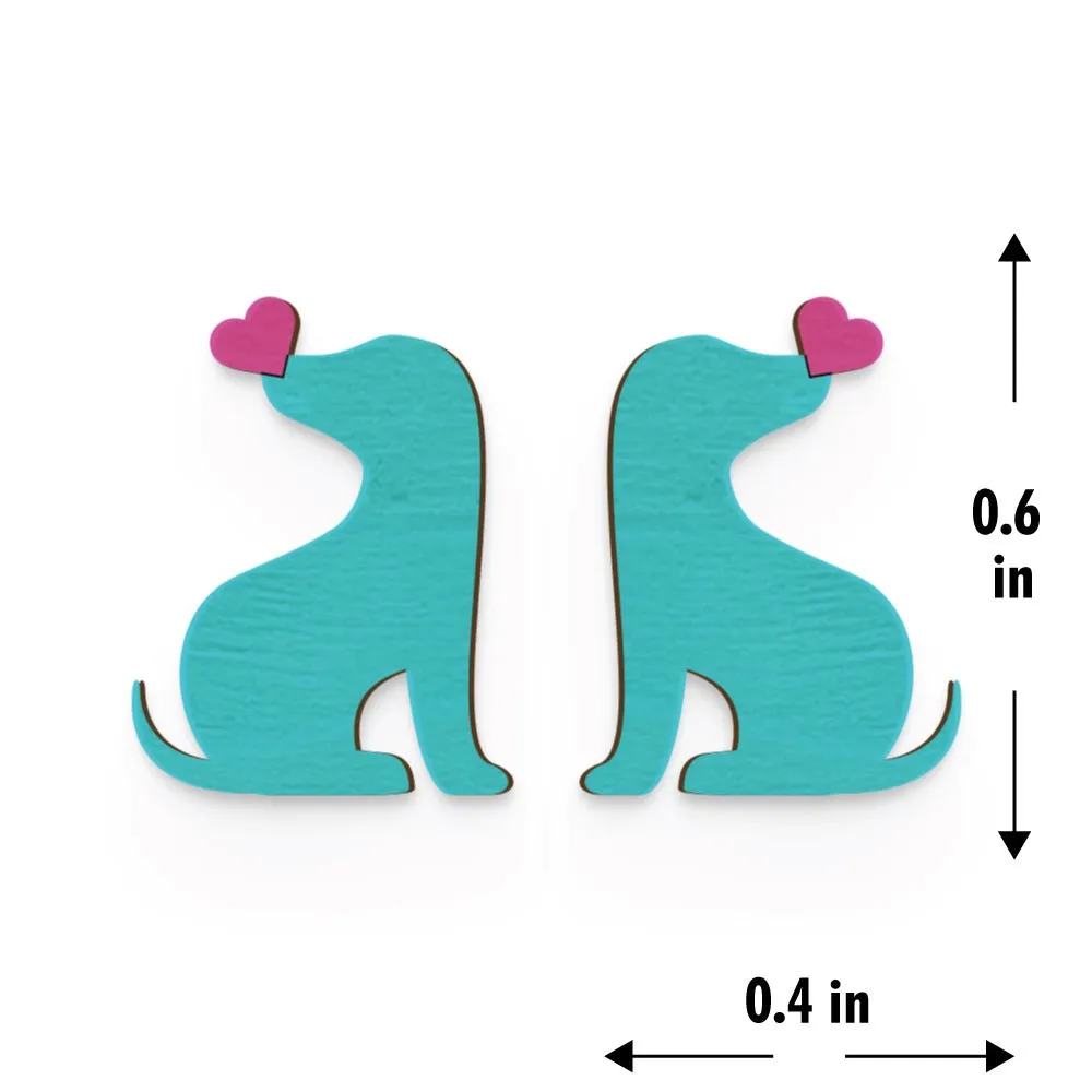 Dog Heart Hand Painted Wooden Earring