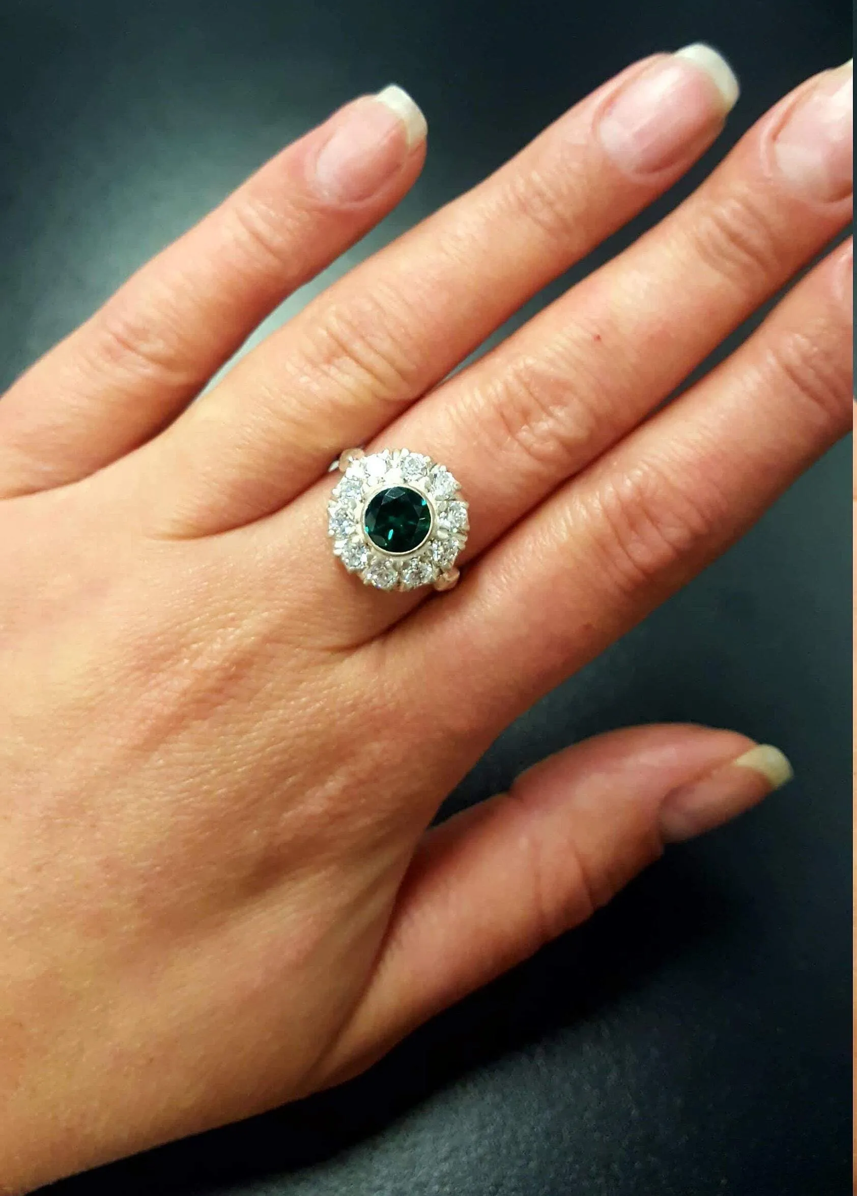 Emerald Victorian Ring - Flower Diamond Ring - Emerald Cocktail Ring