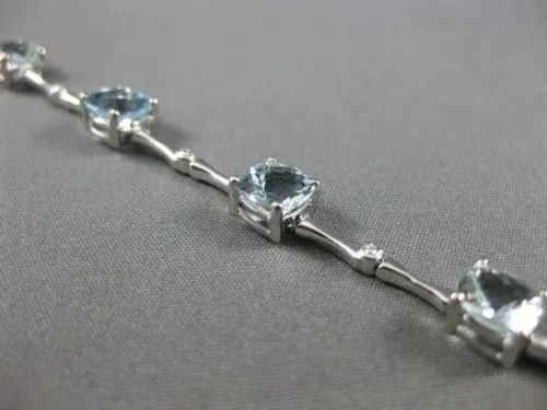 ESTATE 6.41CT DIAMOND & AQUAMARINE 14KT WHITE GOLD SQUARE ETOILE TENNIS BRACELET