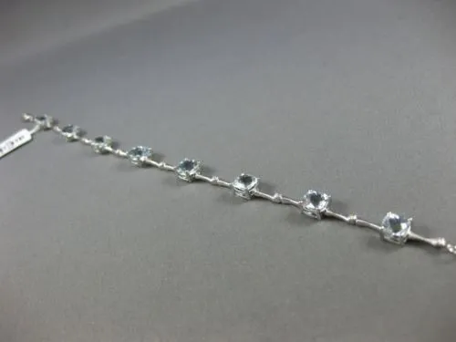 ESTATE 6.41CT DIAMOND & AQUAMARINE 14KT WHITE GOLD SQUARE ETOILE TENNIS BRACELET