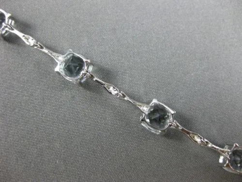 ESTATE 6.41CT DIAMOND & AQUAMARINE 14KT WHITE GOLD SQUARE ETOILE TENNIS BRACELET