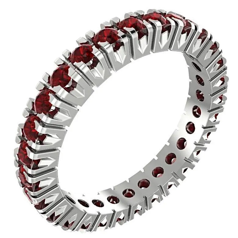 Garnet Gemstone Eternity Ring 14K White Gold