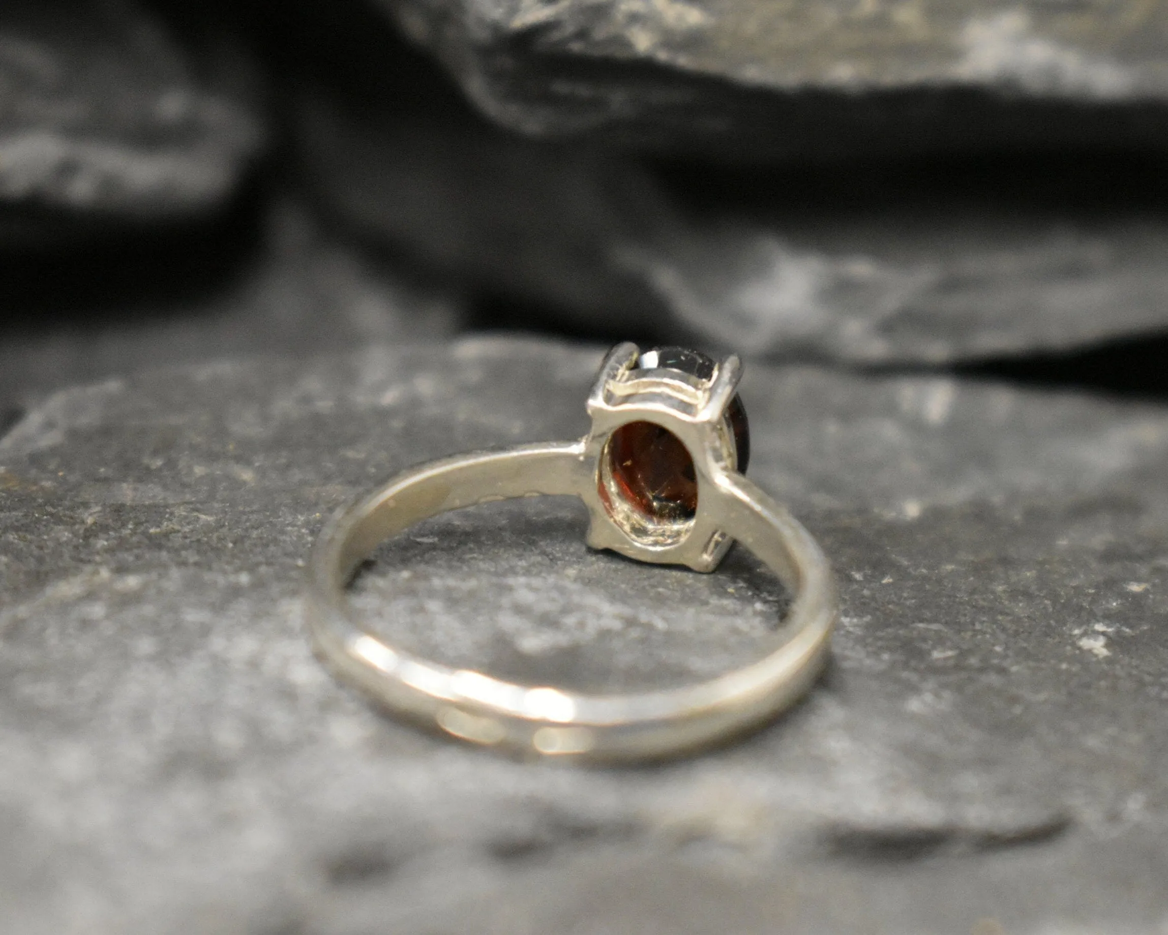 Genuine Garnet Ring - Red Oval Ring - Vintage Solitaire Ring