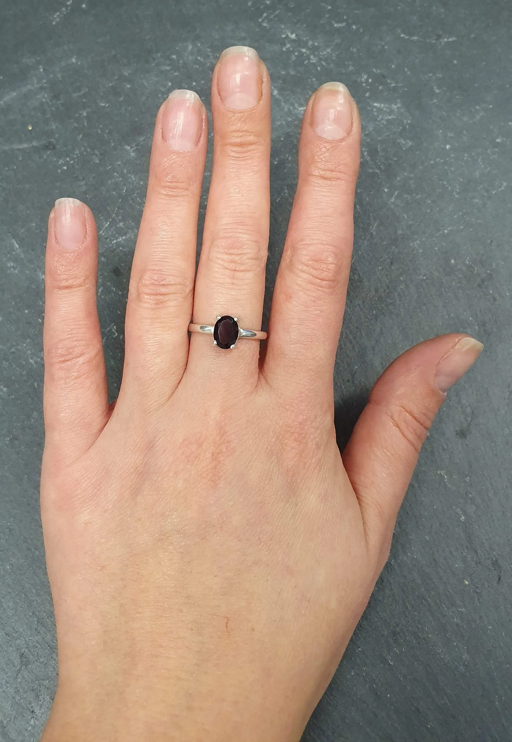 Genuine Garnet Ring - Red Oval Ring - Vintage Solitaire Ring