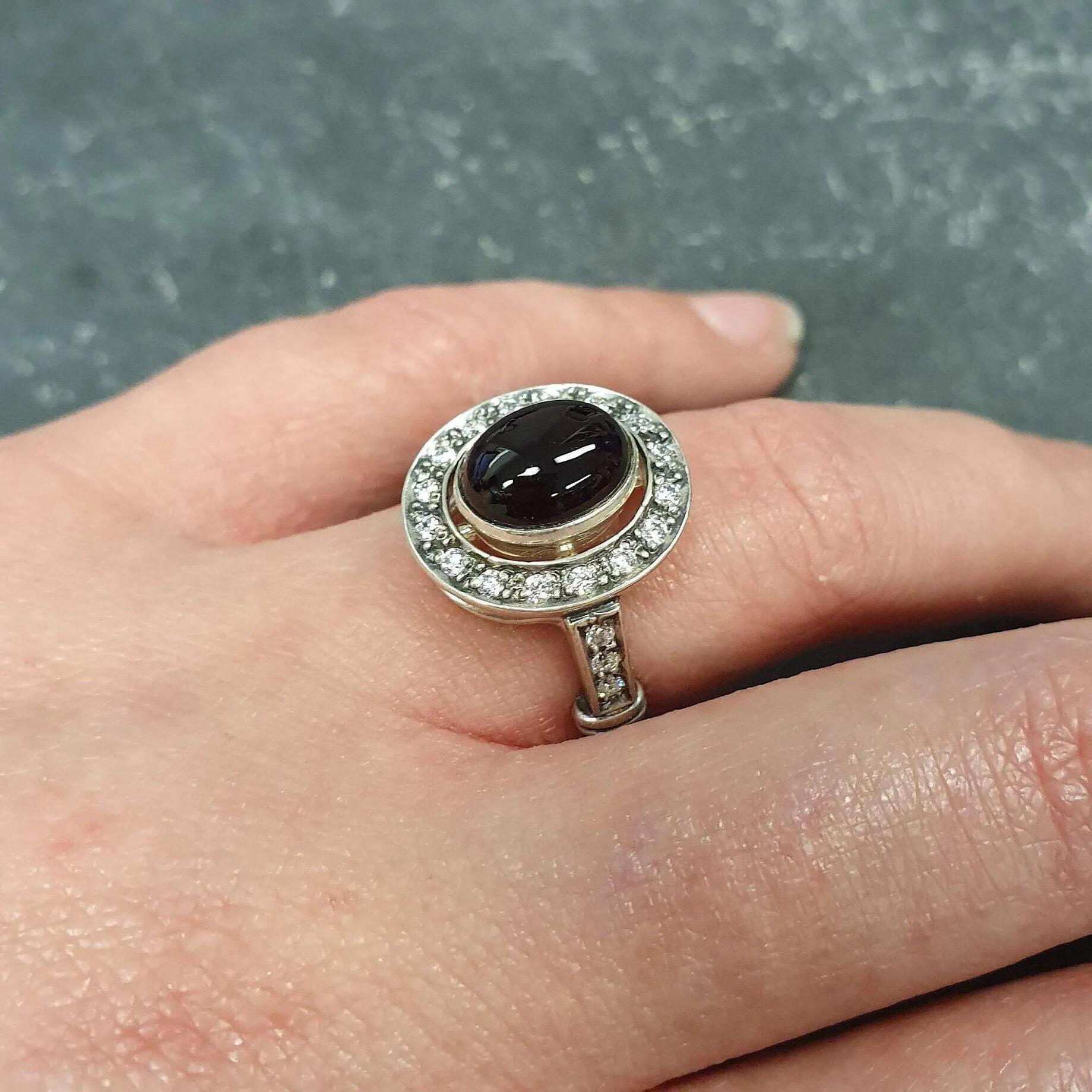 Genuine Garnet Ring - Red Vintage Ring - Antique Oval Ring