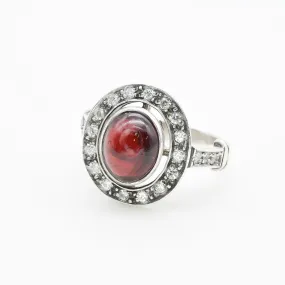 Genuine Garnet Ring - Red Vintage Ring - Antique Oval Ring