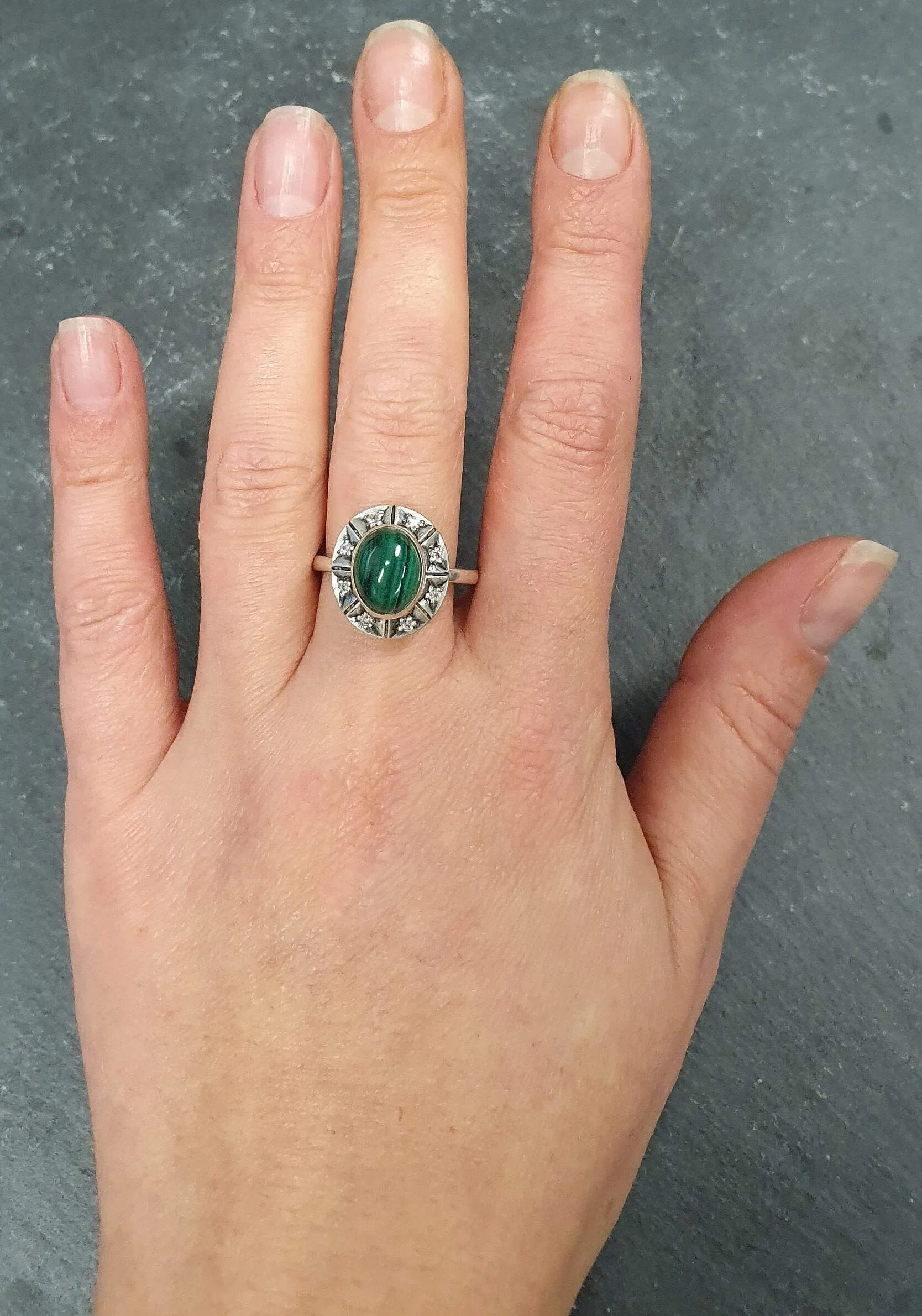 Genuine Malachite Ring - Green Promise Ring - Vintage African Ring