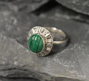 Genuine Malachite Ring - Green Promise Ring - Vintage African Ring