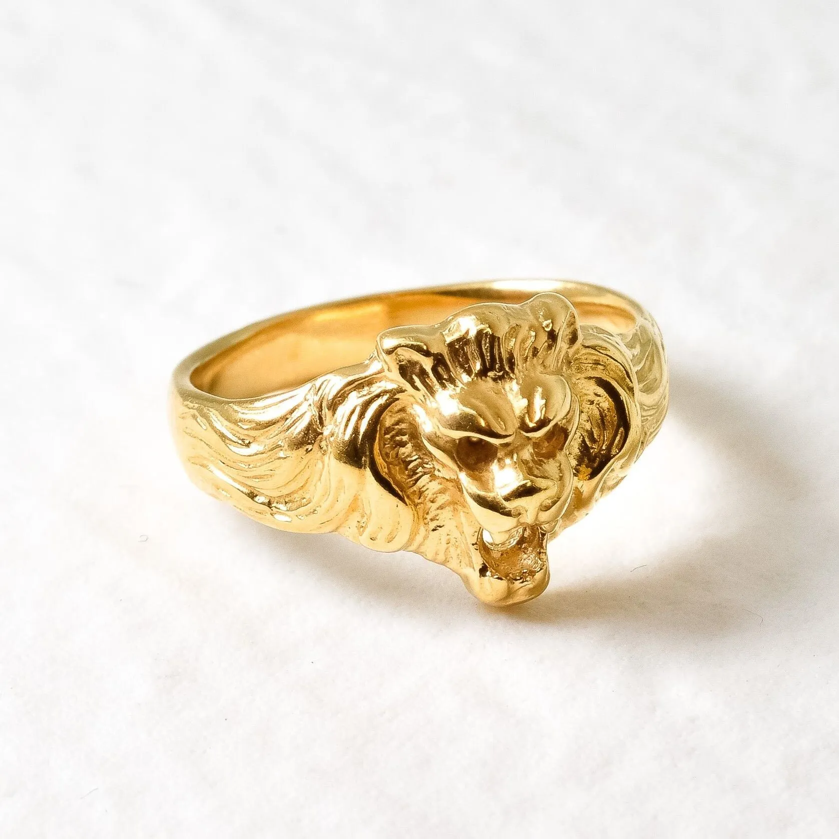 Gold Lion Ring - Lion Head Ring, Gold Vintage Ring