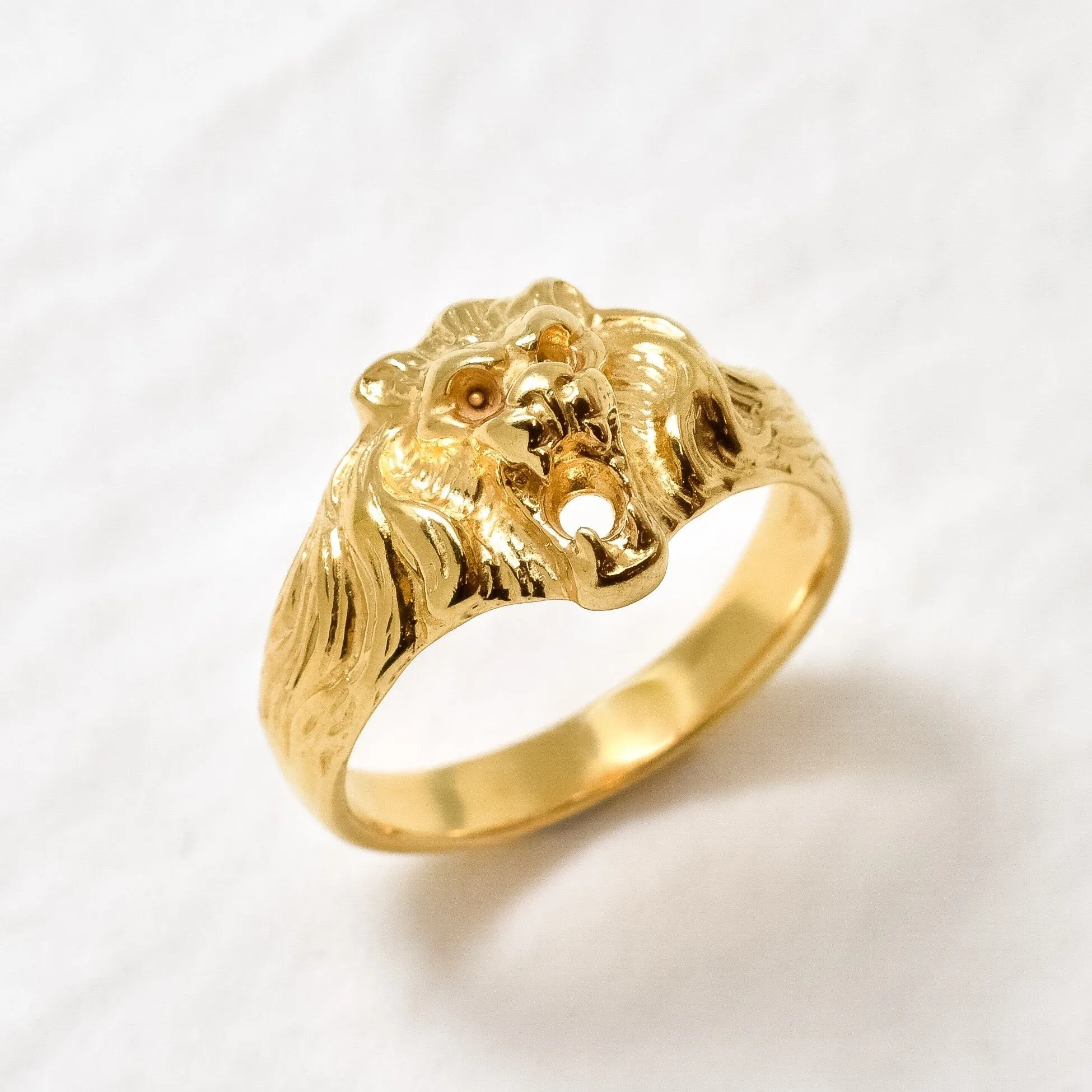 Gold Lion Ring - Lion Head Ring, Gold Vintage Ring