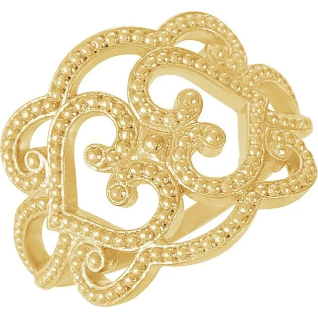 Granulated Filigree Design Ring
