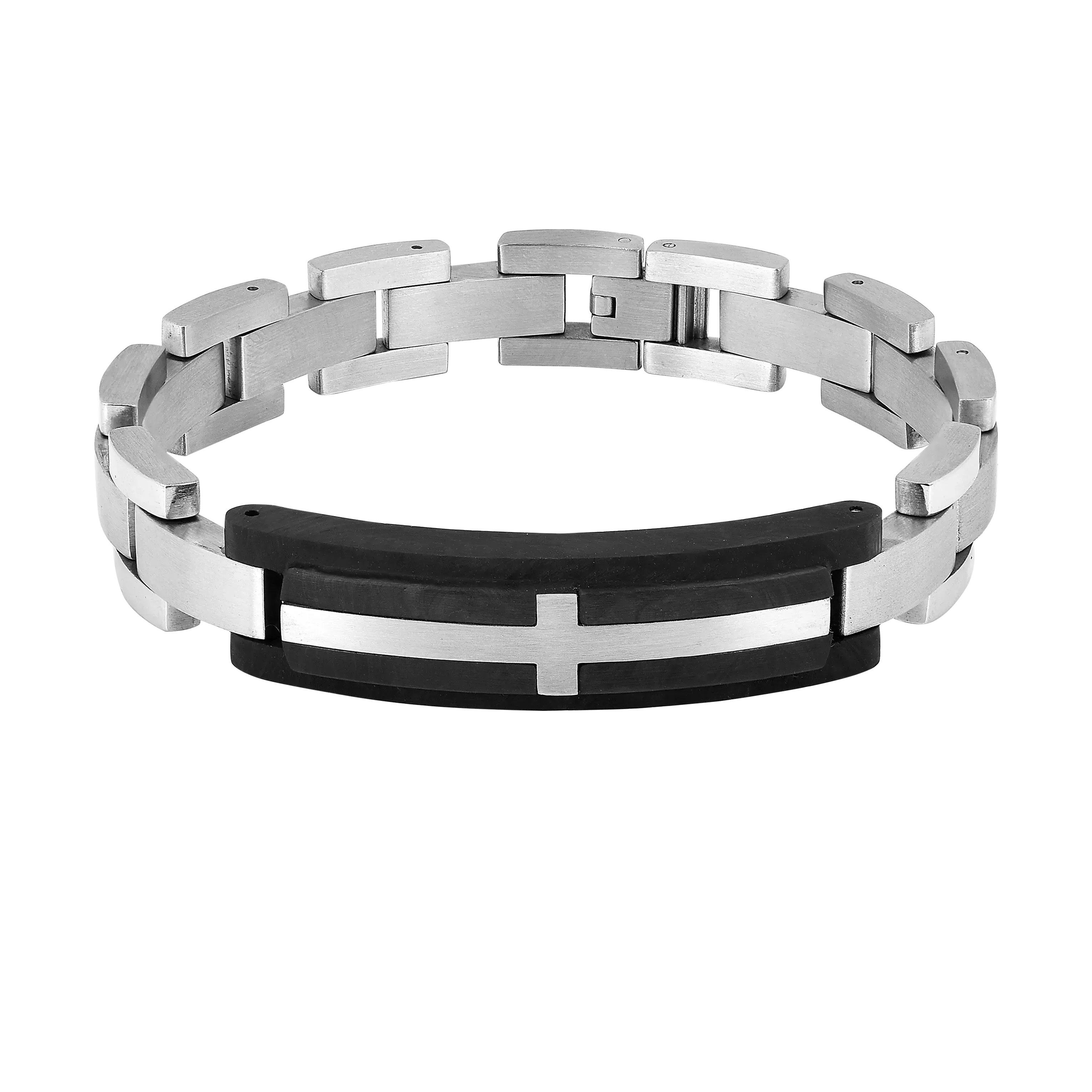 Mens Leather Cross Bracelet