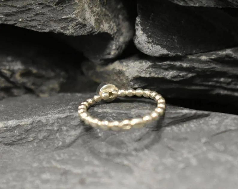 Morganite Ring - Round Pink Ring - Silver Bubble Band