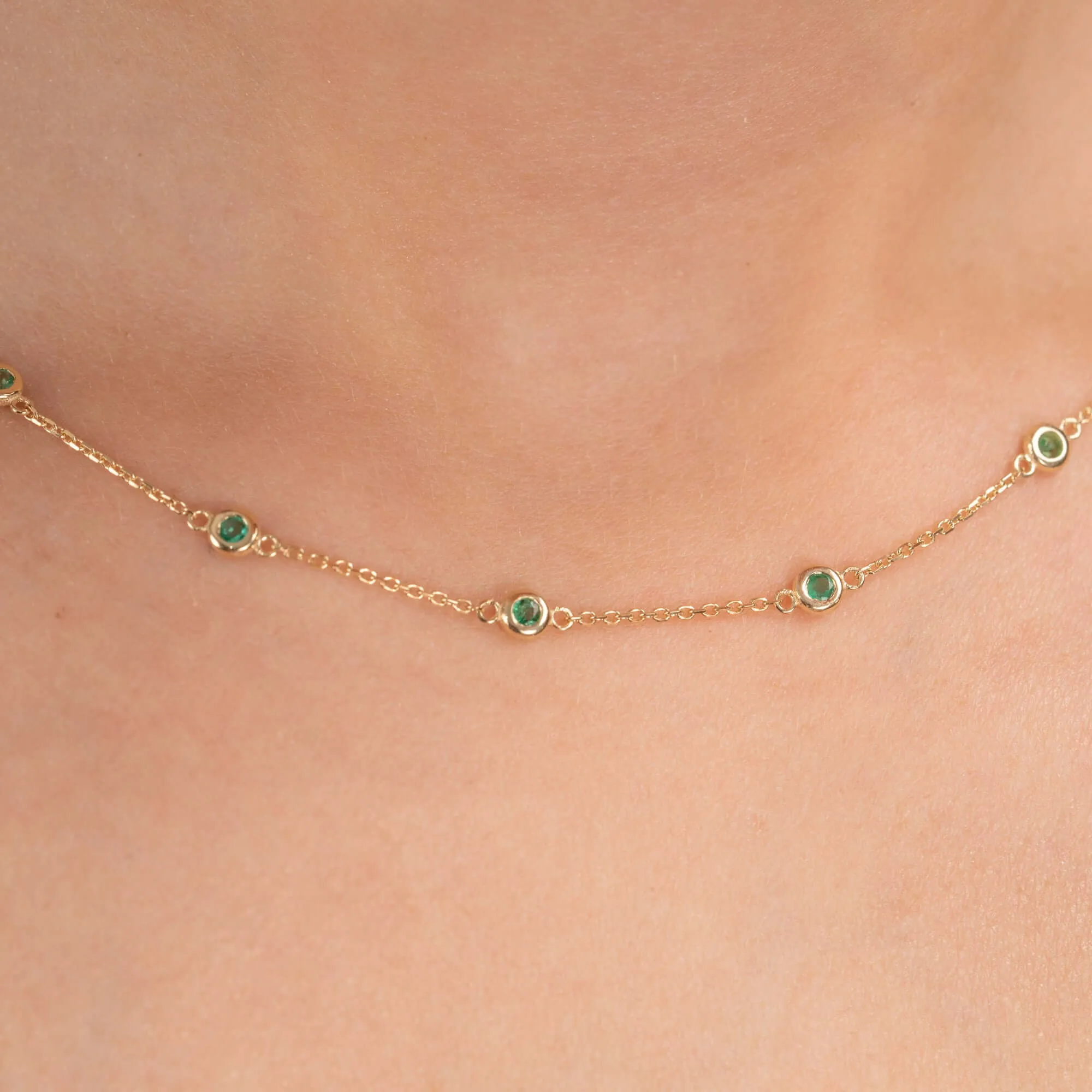 Multi Emerald Station Necklace, Gwen