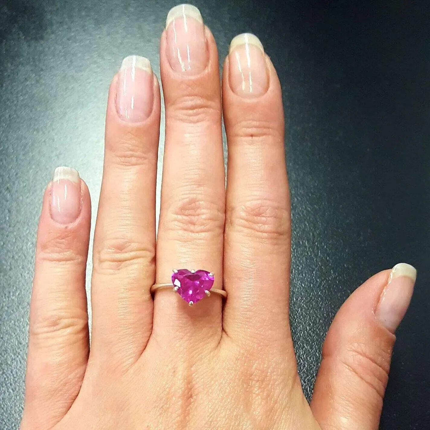 Pink Heart Ring - Solitaire Alexandrite Ring, Pink Stone Ring
