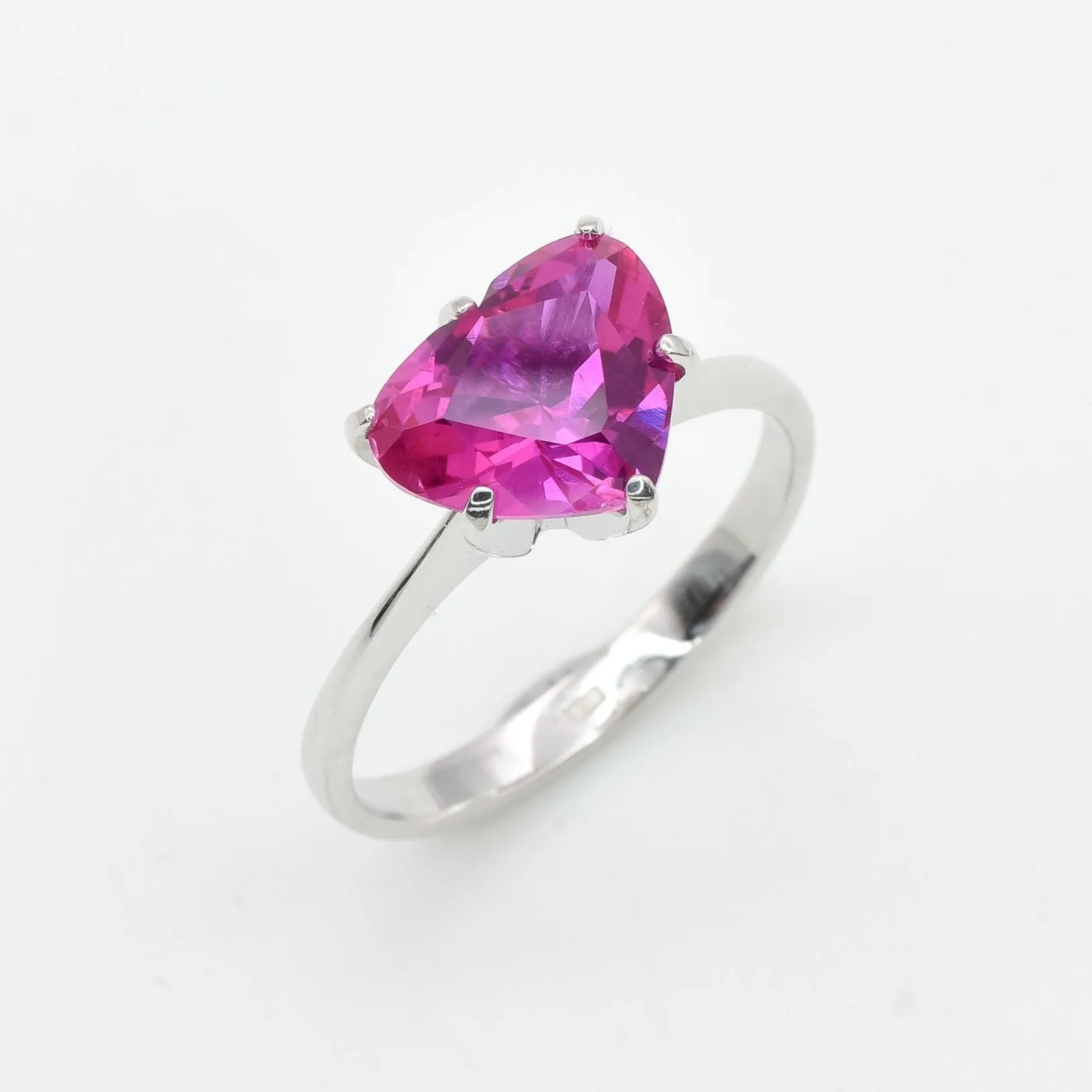 Pink Heart Ring - Solitaire Alexandrite Ring, Pink Stone Ring