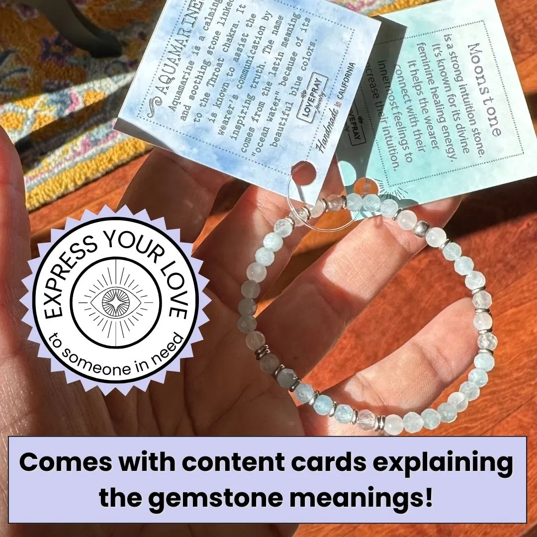 "Communication & Calm" Aquamarine and Moonstone Delicate Bracelet