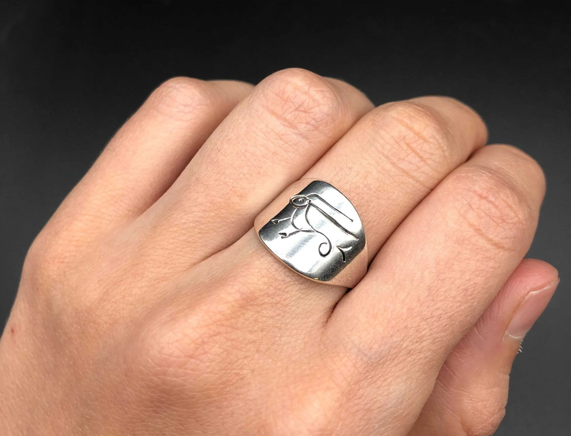 Silver Capricorn Ring - Silver Zodiac Ring - Silver Signet Ring