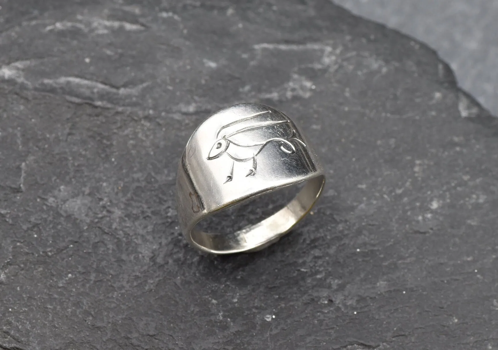 Silver Capricorn Ring - Silver Zodiac Ring - Silver Signet Ring