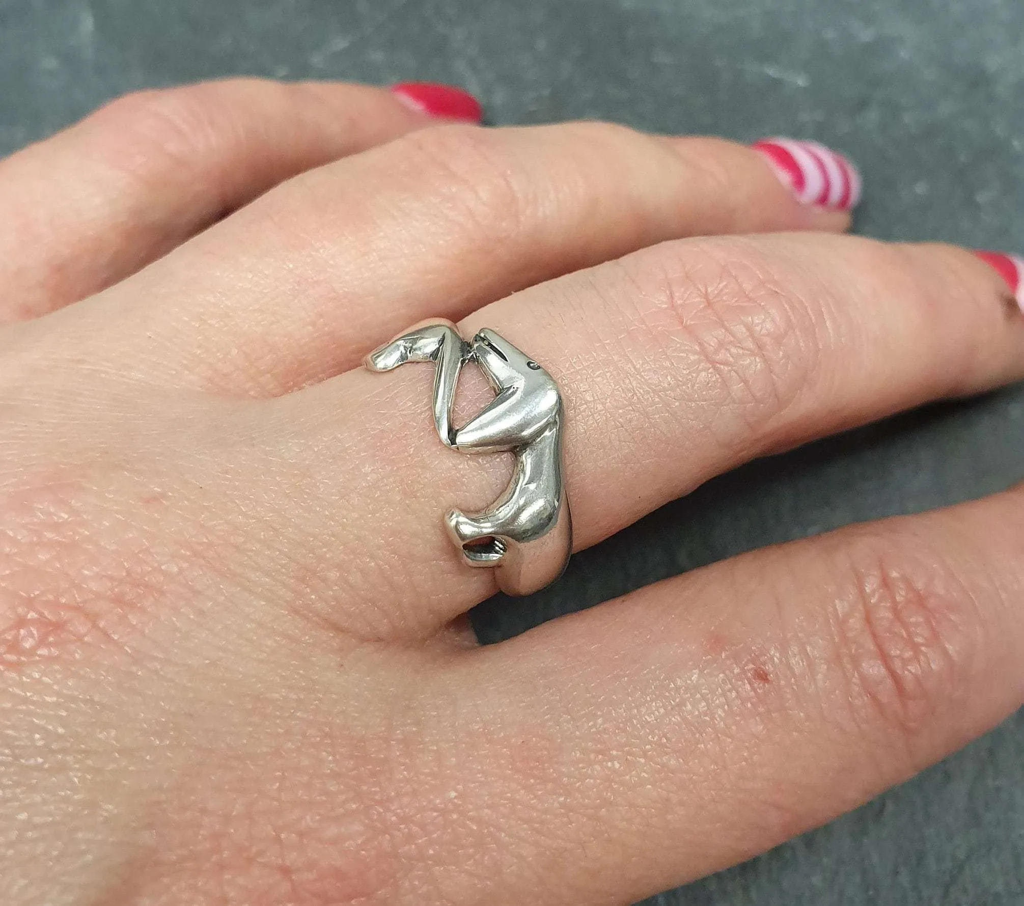 Silver Dog Ring - Dachshund Dog Ring - Dog Lover Ring