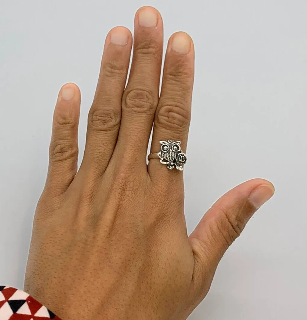 Silver Owl Ring - Silver Bird Ring - Animal Lover Ring