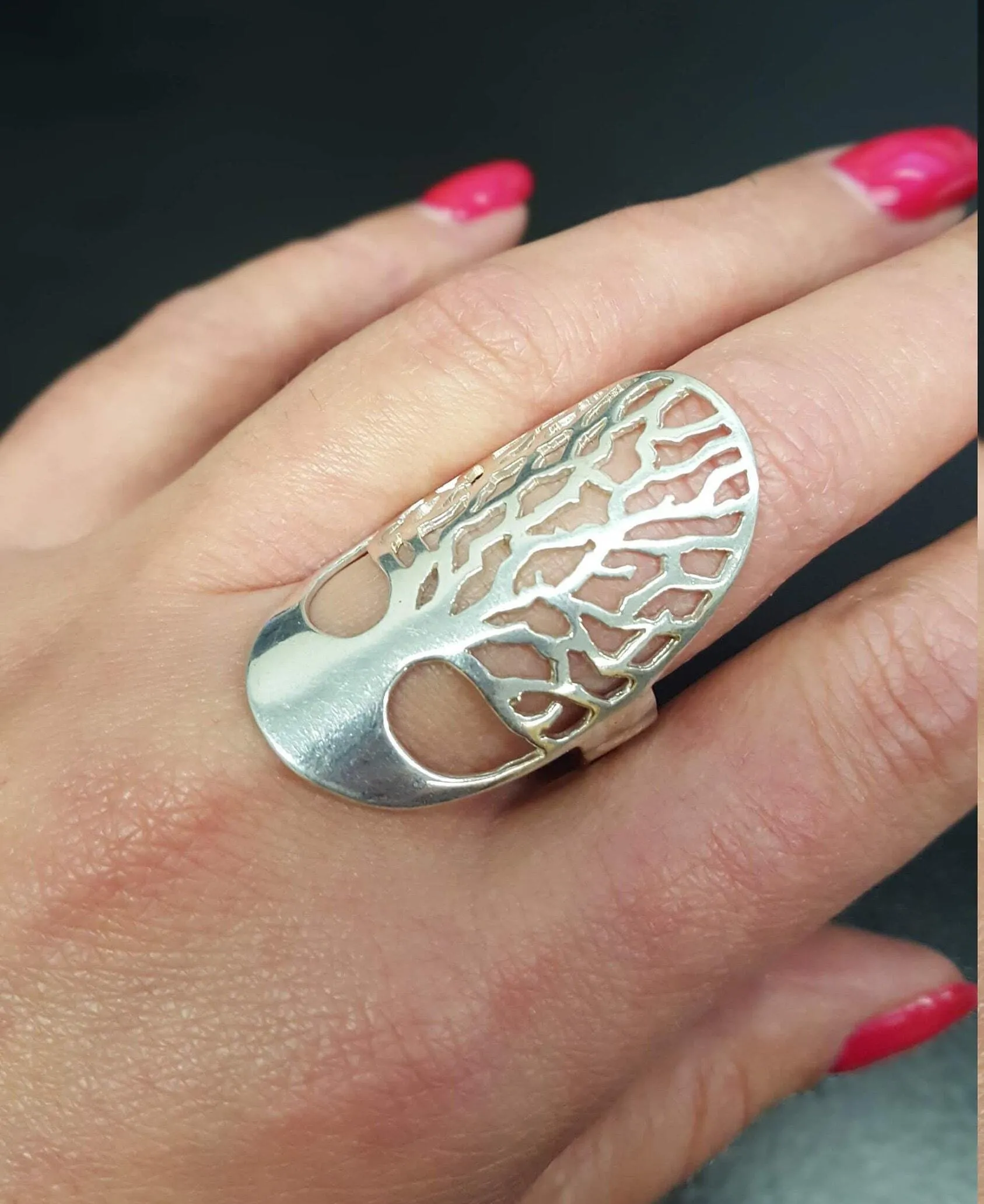 Silver Tree Ring - Tree Statement Ring - Tree of Life Ring