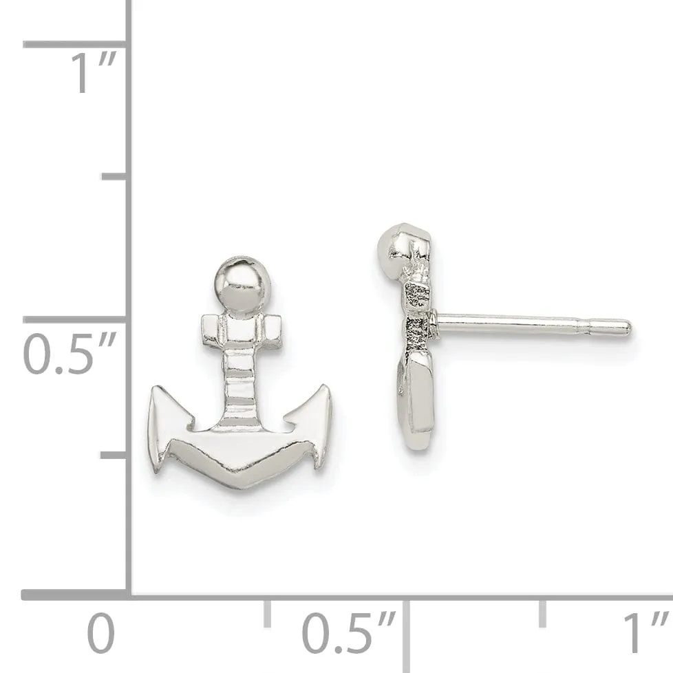 Sterling Silver Anchor Mini Earrings