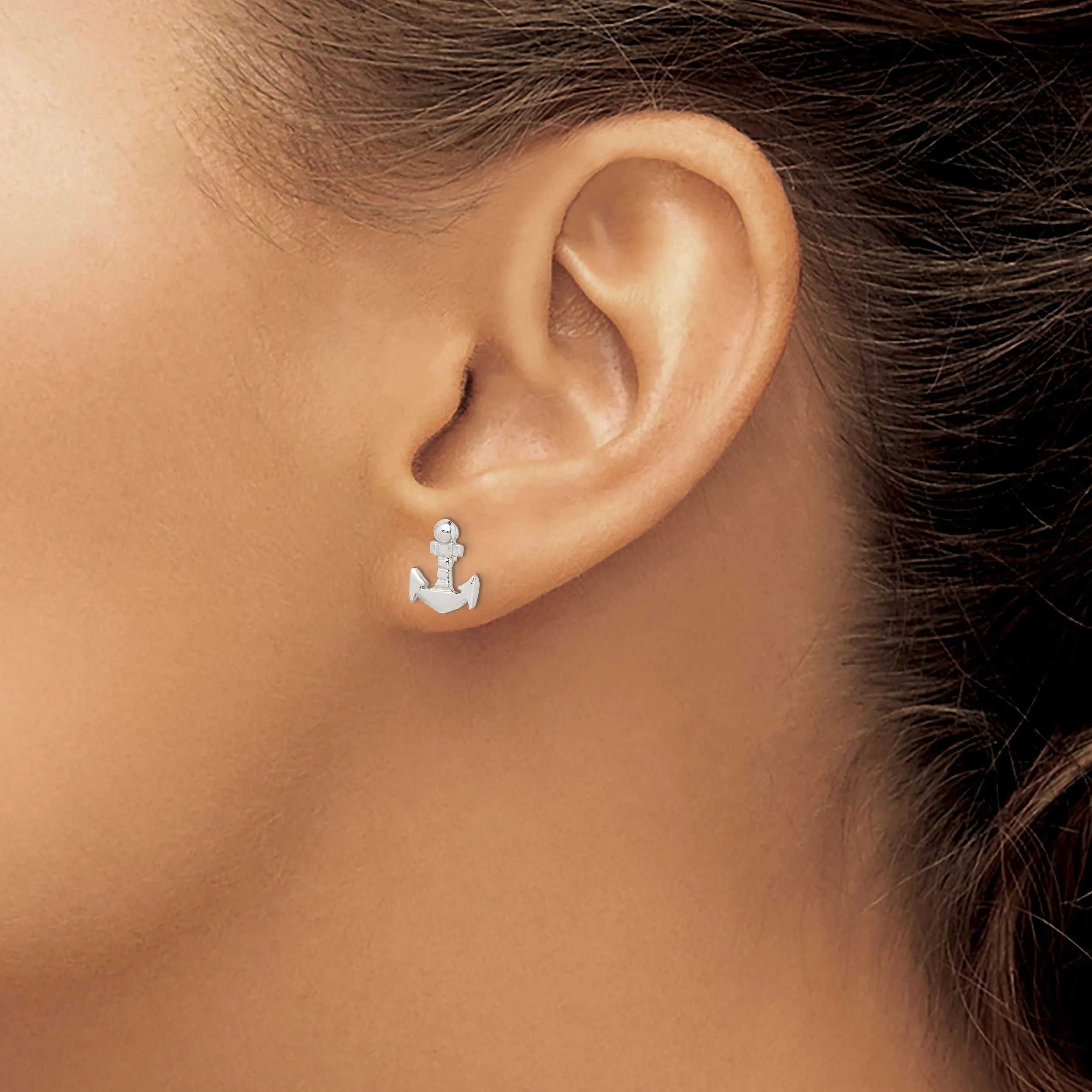 Sterling Silver Anchor Mini Earrings