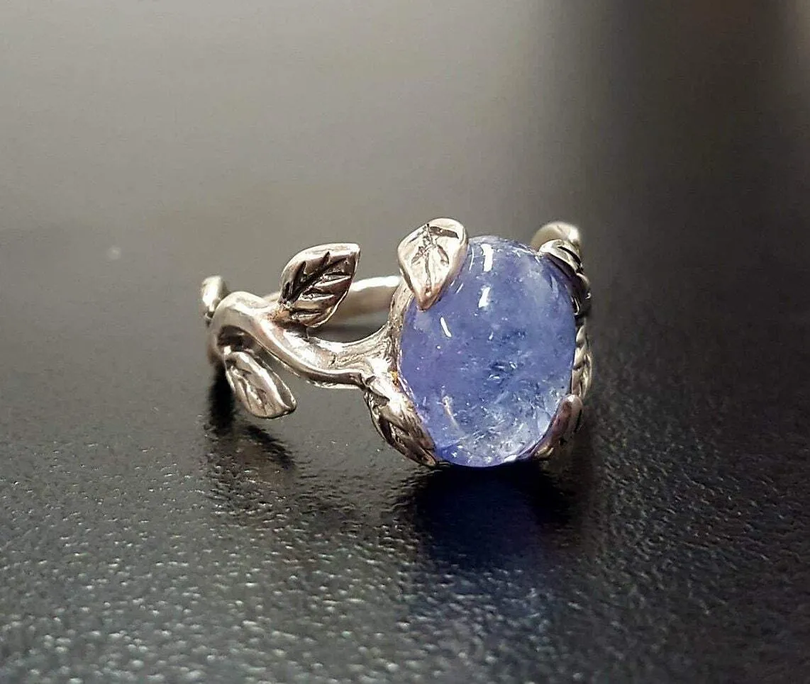 Tanzanite Ring - Blue Leaf Ring - Vintage Branch Ring