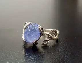 Tanzanite Ring - Blue Leaf Ring - Vintage Branch Ring