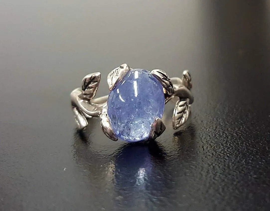 Tanzanite Ring - Blue Leaf Ring - Vintage Branch Ring