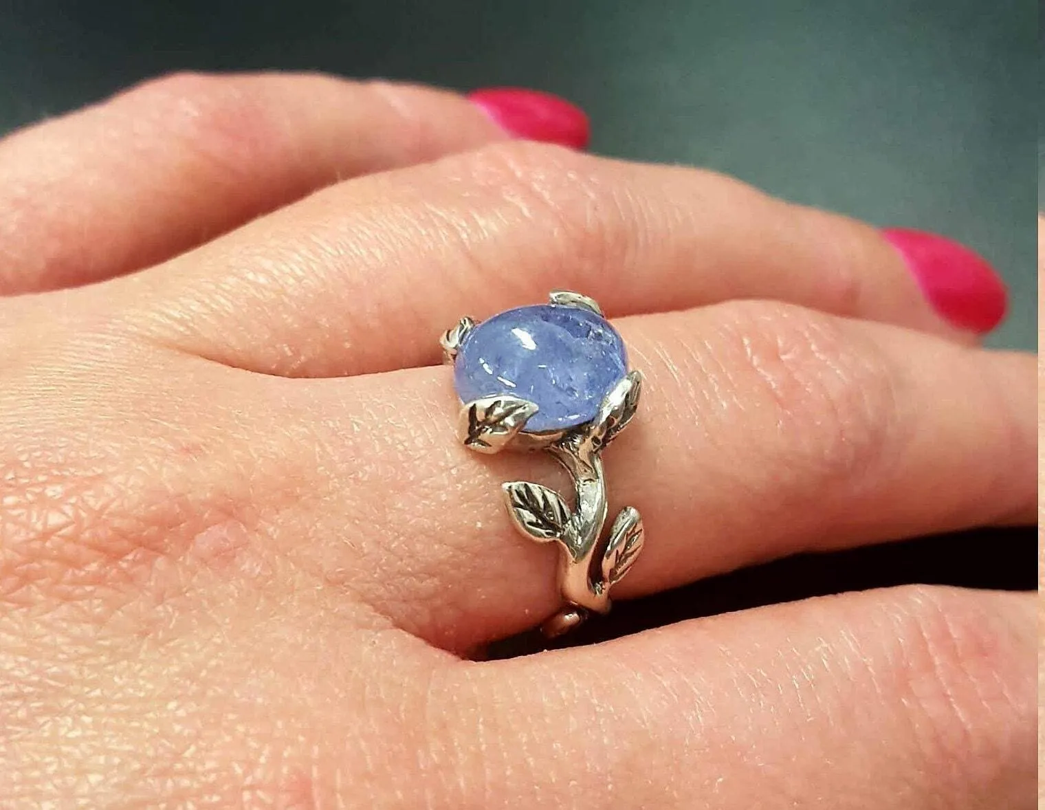 Tanzanite Ring - Blue Leaf Ring - Vintage Branch Ring