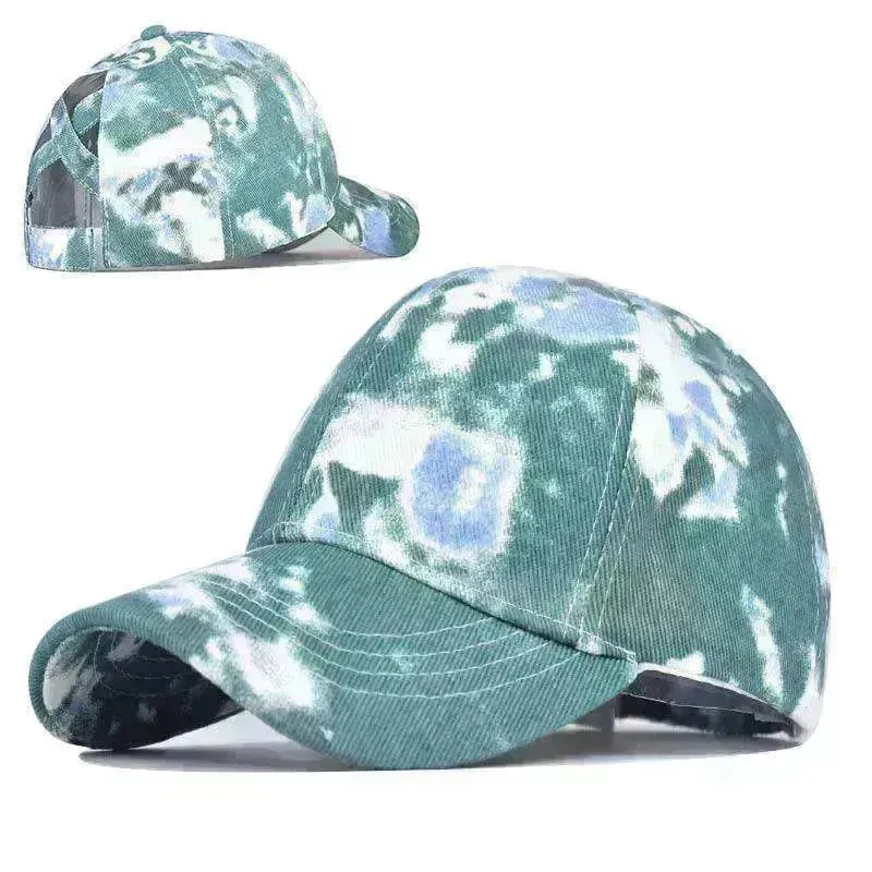 Tie-Dye Hat Pure Cotton Sun Visors Ponytail Cap