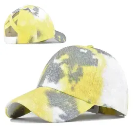 Tie-Dye Hat Pure Cotton Sun Visors Ponytail Cap