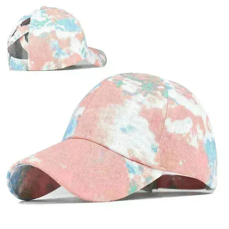 Tie-Dye Hat Pure Cotton Sun Visors Ponytail Cap