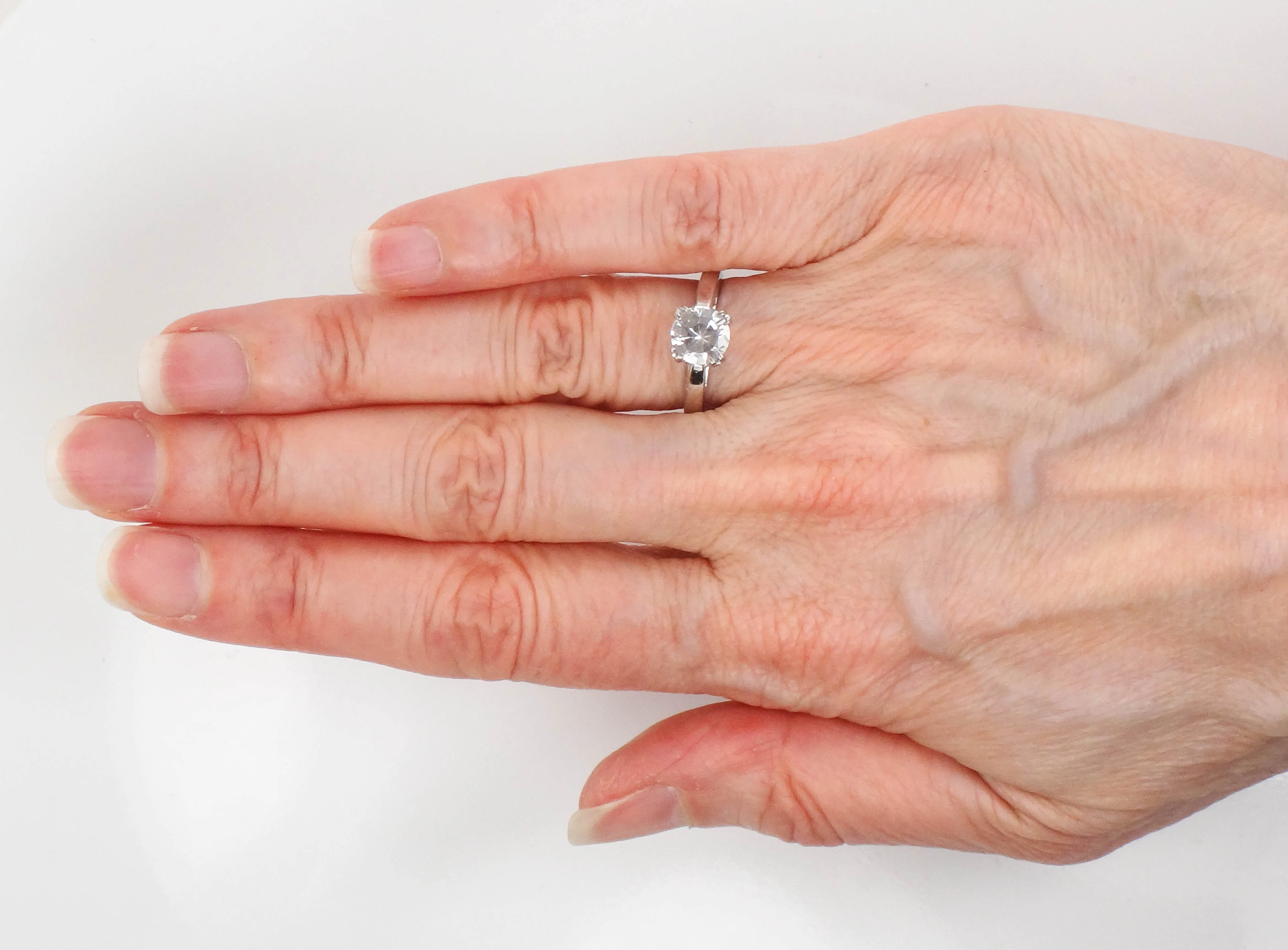Vintage Sterling Silver Round White Topaz Solitaire Engagement Ring, Size 6